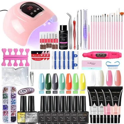 Poly nail Gel Kit With 54W UV Lamp - Afrotix