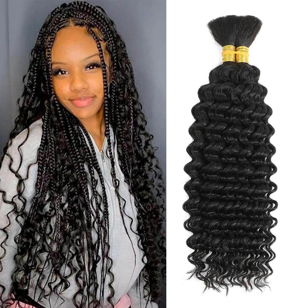 Cheveux humains tressés 100 g Cheveux humains ondulés profonds - Afrotix