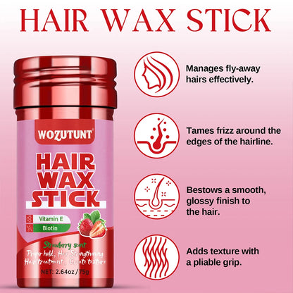 Cera para cabello en barra con sabor a fresa: con vitamina E, para un cabello suave y sin frizz