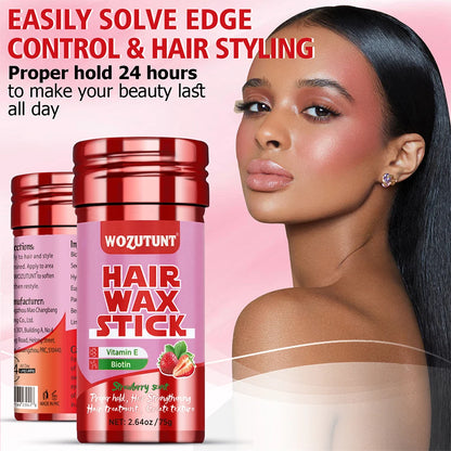 Cera para cabello en barra con sabor a fresa: con vitamina E, para un cabello suave y sin frizz