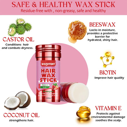 Cera para cabello en barra con sabor a fresa: con vitamina E, para un cabello suave y sin frizz