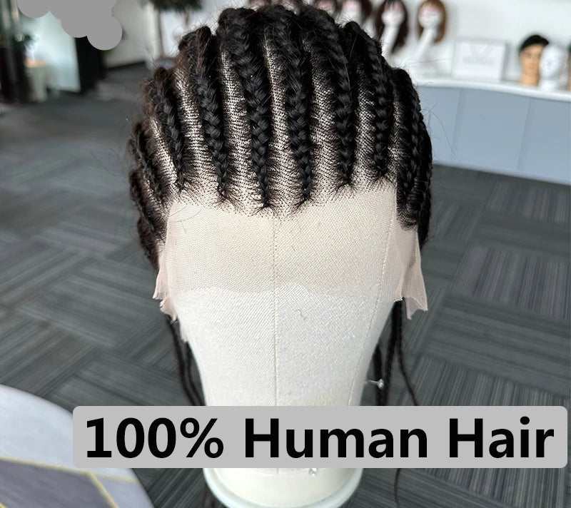 Pelucas trenzadas de encaje completo Trenzas de crochet Cabello Cornrow 11 pistas Cabello humano