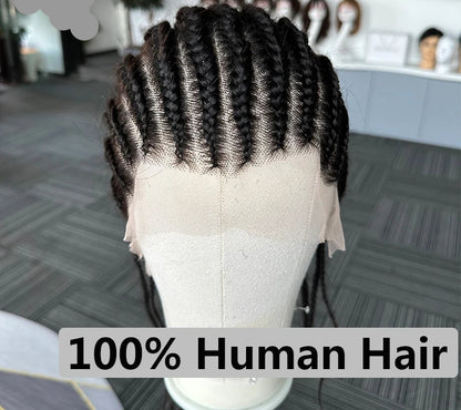 Pelucas trenzadas de encaje completo Trenzas de crochet Cabello Cornrow 11 pistas Cabello humano