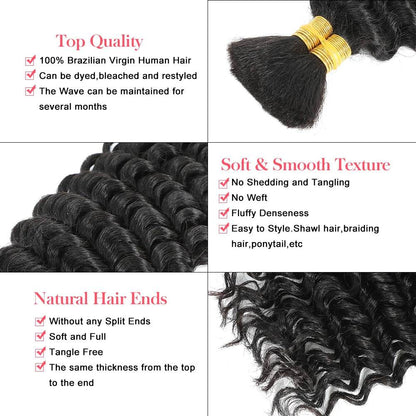 Cheveux humains tressés 100 g Cheveux humains ondulés profonds - Afrotix