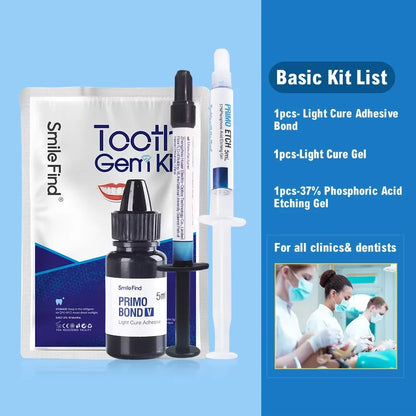 Kit de gemas dentales para hacer tú mismo, juego de pegamento de diamantes, joyería para dientes de cristal