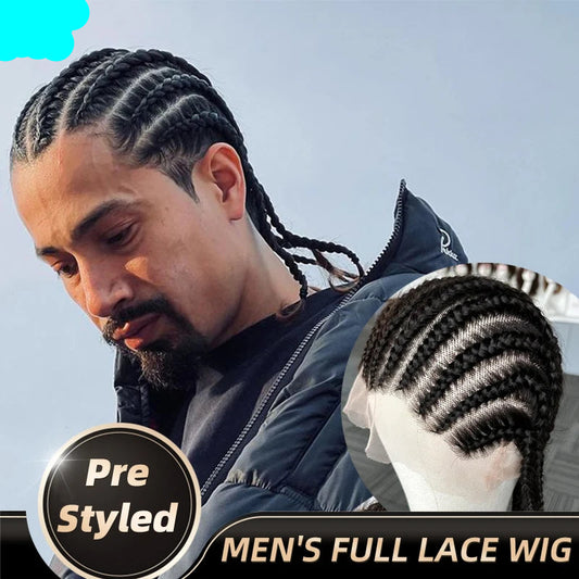 Pelucas trenzadas de encaje completo Trenzas de crochet Cabello Cornrow 11 pistas Cabello humano