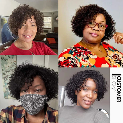 Extensions de cheveux crépus bouclés avec fermeture, cheveux indiens