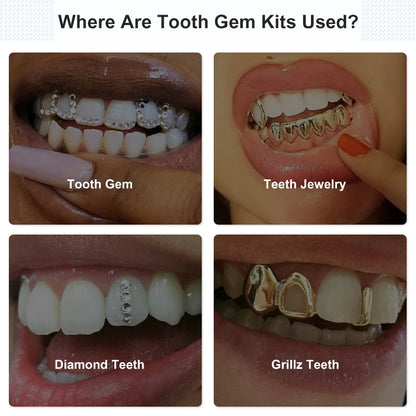 Kit de gemas dentales para hacer tú mismo, juego de pegamento de diamantes, joyería para dientes de cristal