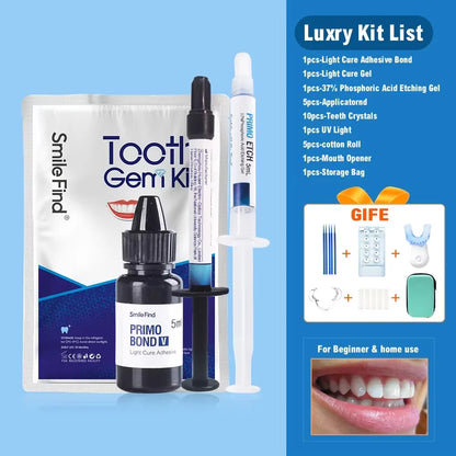 Kit de gemas dentales para hacer tú mismo, juego de pegamento de diamantes, joyería para dientes de cristal