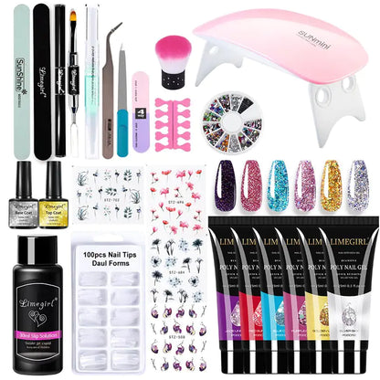 Poly nail Gel Kit With 54W UV Lamp - Afrotix