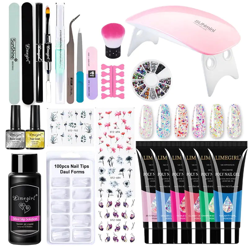 Poly nail Gel Kit With 54W UV Lamp - Afrotix