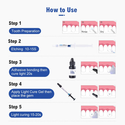 Kit de gemas dentales para hacer tú mismo, juego de pegamento de diamantes, joyería para dientes de cristal