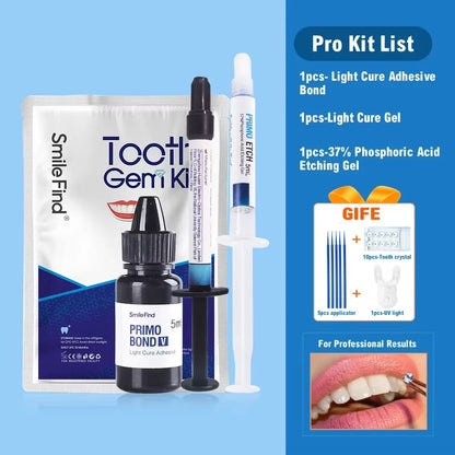 Kit de gemas dentales para hacer tú mismo, juego de pegamento de diamantes, joyería para dientes de cristal