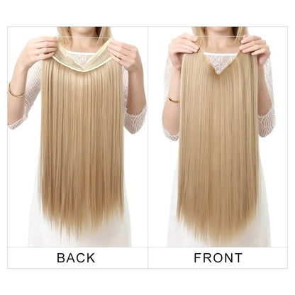 Wigs Women&#039;s Natural Wigs, One-piece Long Straight Hair, High-temperature Silk Fish Line Hair Extensions - Afrotix
