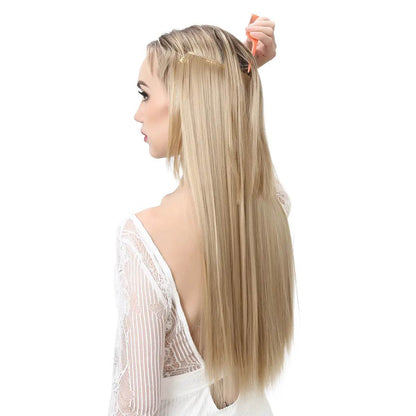 Wigs Women&#039;s Natural Wigs, One-piece Long Straight Hair, High-temperature Silk Fish Line Hair Extensions - Afrotix