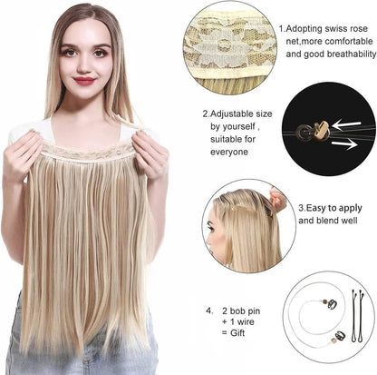Wigs Women&#039;s Natural Wigs, One-piece Long Straight Hair, High-temperature Silk Fish Line Hair Extensions - Afrotix