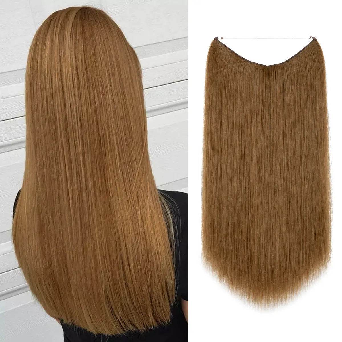 Wigs Women's Natural Wigs, One-piece Long Straight Hair, High-temperature Silk Fish Line Hair Extensions - Afrotix