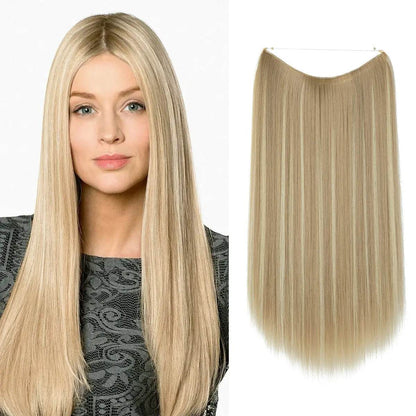 Wigs Women&#039;s Natural Wigs, One-piece Long Straight Hair, High-temperature Silk Fish Line Hair Extensions - Afrotix