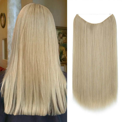 Wigs Women&#039;s Natural Wigs, One-piece Long Straight Hair, High-temperature Silk Fish Line Hair Extensions - Afrotix