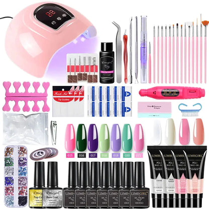 Poly nail Gel Kit With 54W UV Lamp - Afrotix