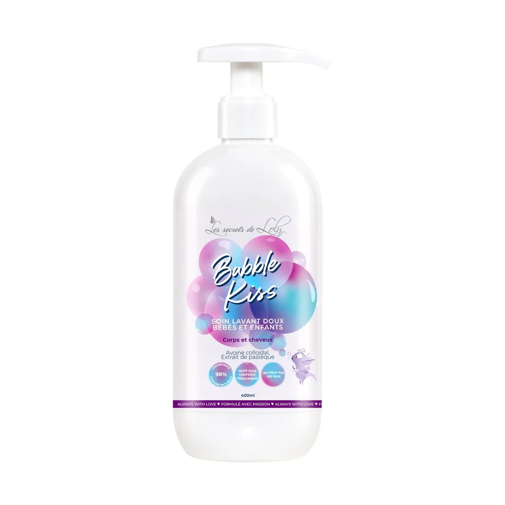 Bubble Kiss . Soin lavant doux bébés et enfants - Corps et cheveux 400ml - Afrotix