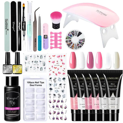 Poly nail Gel Kit With 54W UV Lamp - Afrotix