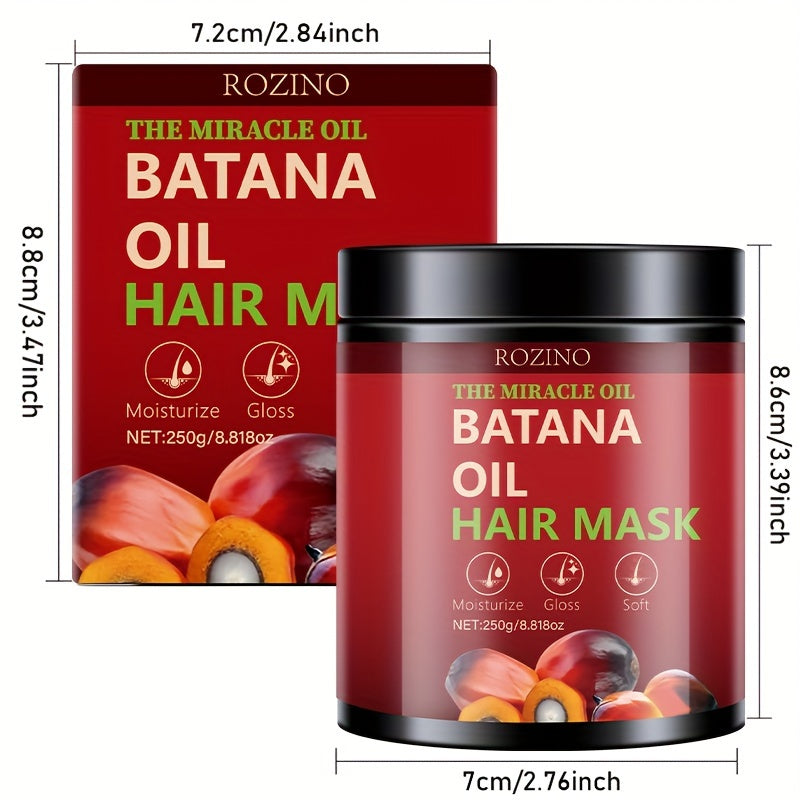 ROZINO Batana Huile Masque Cheveux 250g - Traitement Hydratant & Nourrissant aux Huiles de Coco et de Romarin pour des Cheveux Doux et Brillants - Après-Shampoing Profond pour Cheveux Colorés et Normaux - Unisexe-Adulte, Formulation en Pâte Afrotix