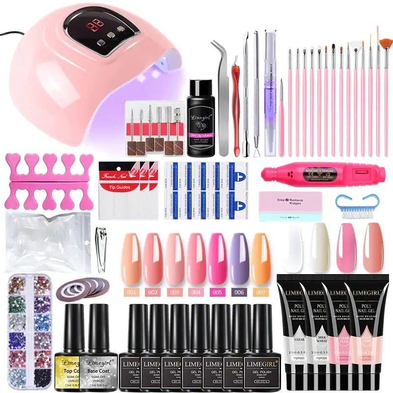 Poly nail Gel Kit With 54W UV Lamp - Afrotix