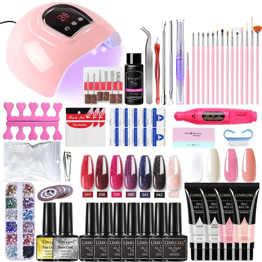 Poly nail Gel Kit With 54W UV Lamp - Afrotix