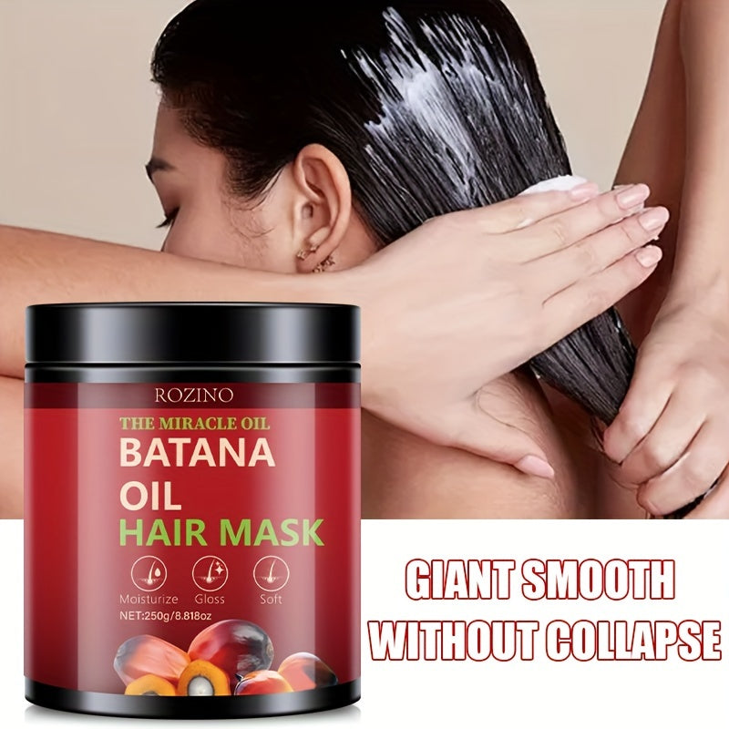 ROZINO Batana Huile Masque Cheveux 250g - Traitement Hydratant & Nourrissant aux Huiles de Coco et de Romarin pour des Cheveux Doux et Brillants - Après-Shampoing Profond pour Cheveux Colorés et Normaux - Unisexe-Adulte, Formulation en Pâte Afrotix