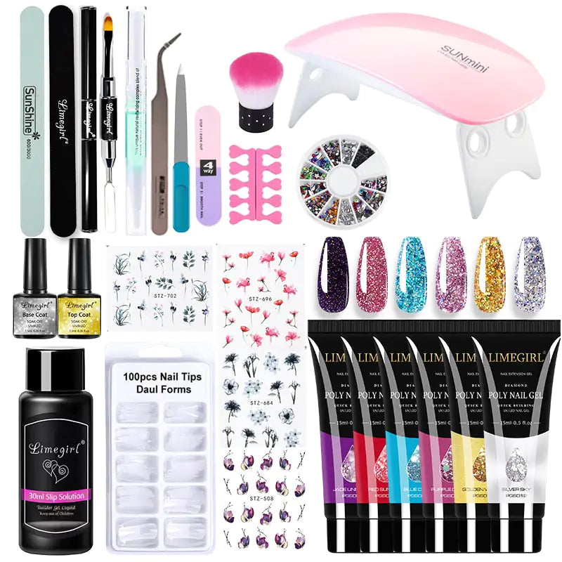 Poly nail Gel Kit With 54W UV Lamp - Afrotix