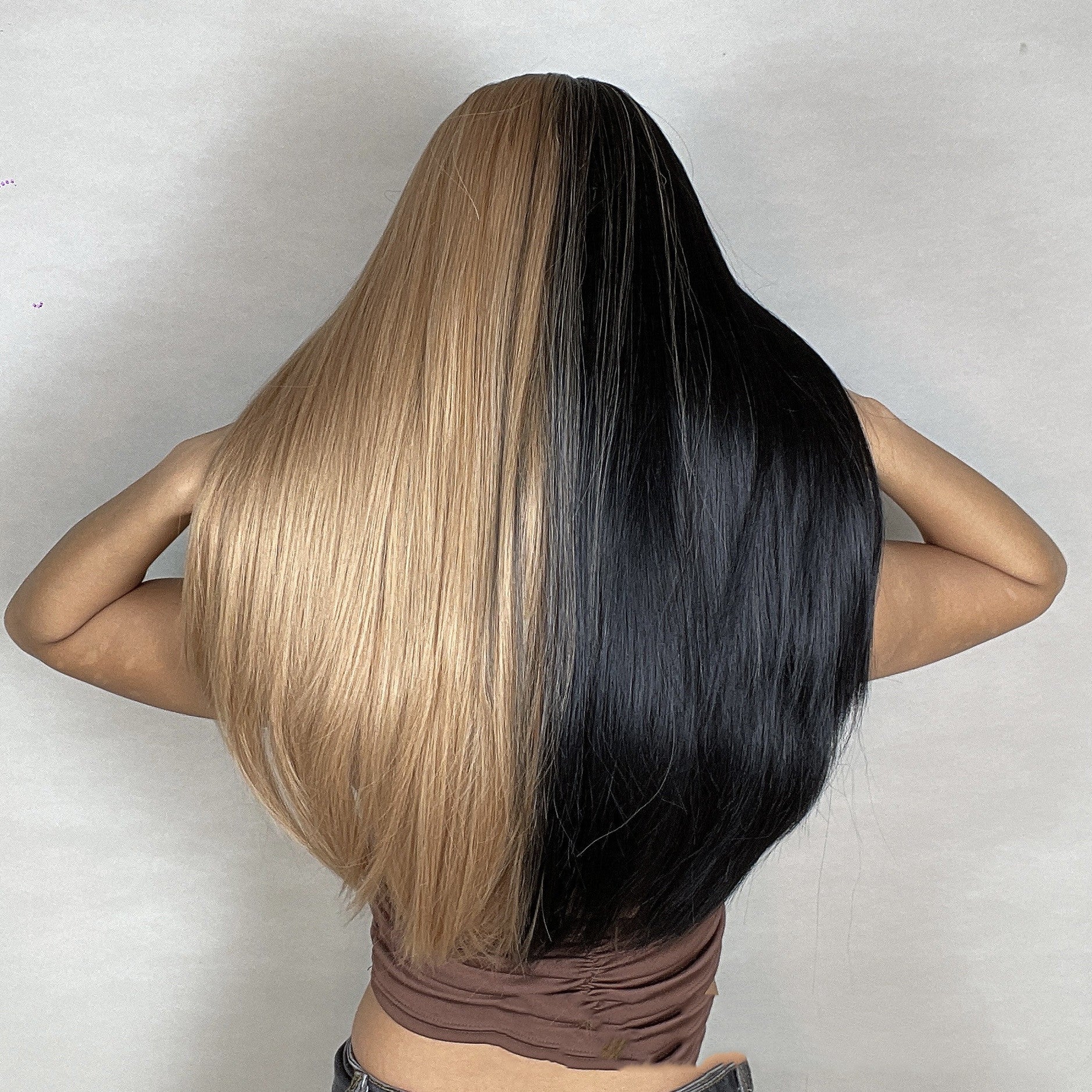 Wig Yin And Yang Two-tone Straight Bangs eprolo