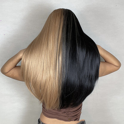 Wig Yin And Yang Two-tone Straight Bangs eprolo