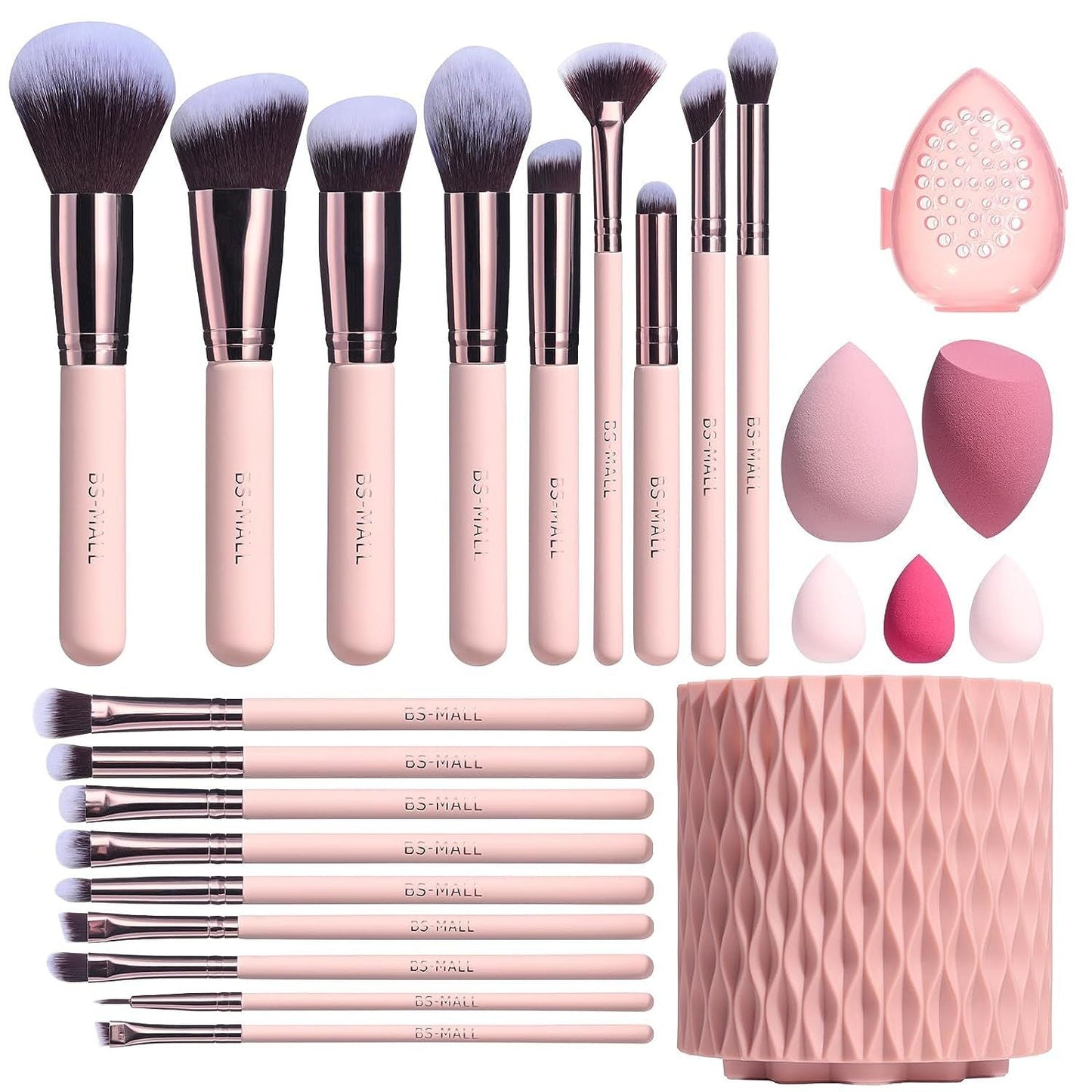 Ensemble de Pinceaux de Maquillage 18 Pièces – Avec Seau Rotatif & Éponge Poudre - Afrotix
