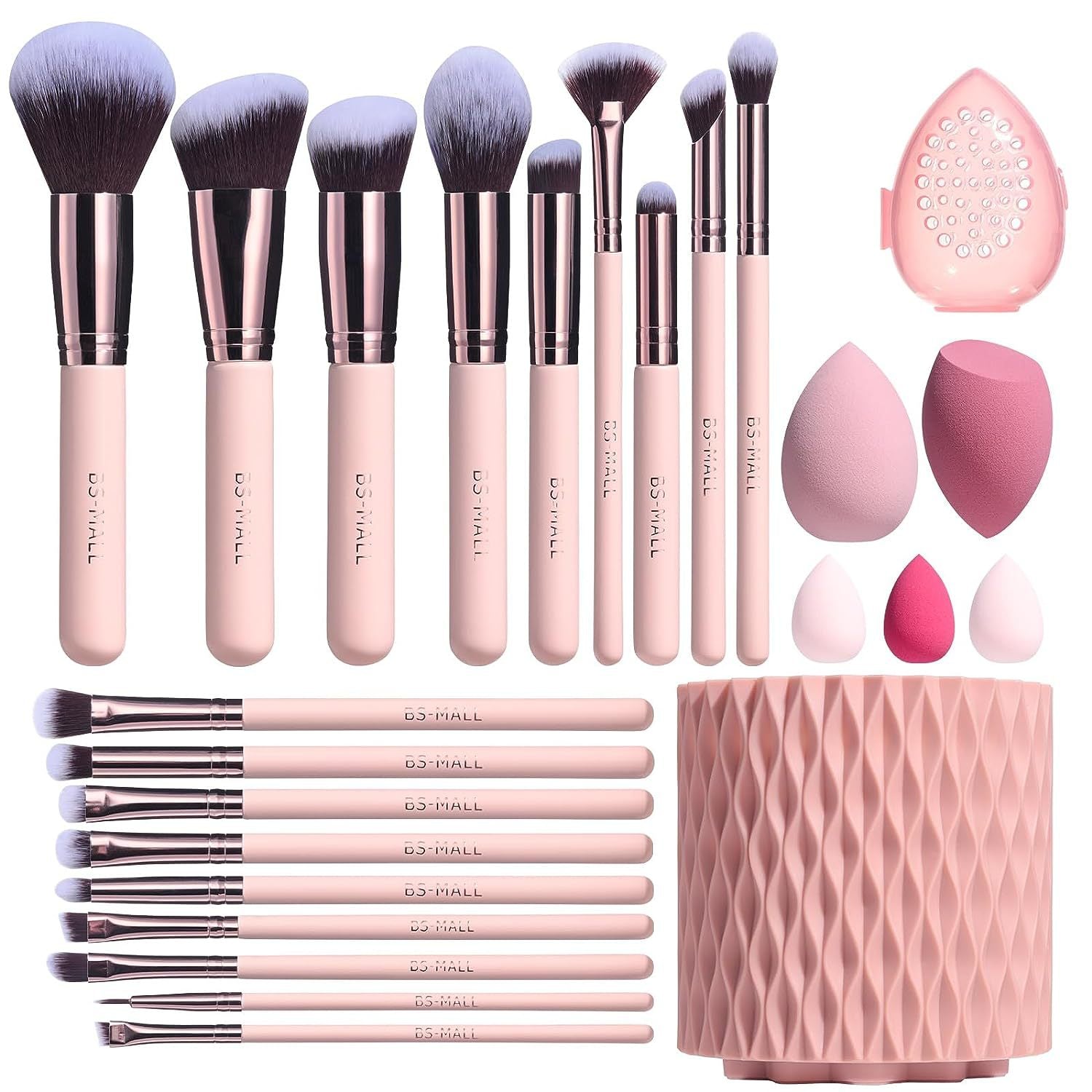 Ensemble de Pinceaux de Maquillage 18 Pièces – Avec Seau Rotatif & Éponge Poudre - Afrotix