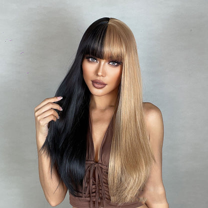 Wig Yin And Yang Two-tone Straight Bangs eprolo