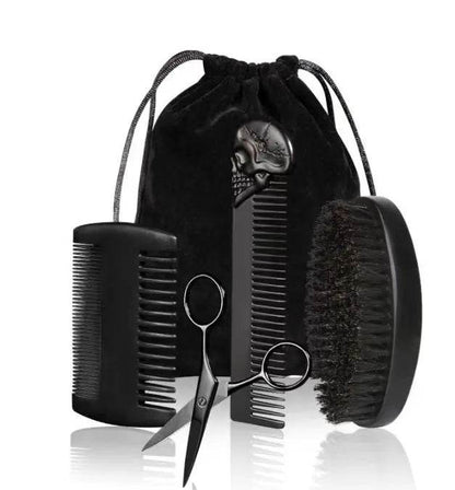 Kit Brosse à Barbe en Poils de Sanglier – 3/4 Pièces avec Pochette Cadeau - Afrotix