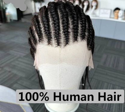 Perruques tressées pleine dentelle crochet tresses cheveux cornrow 11 Tracks Human Hair - Afrotix