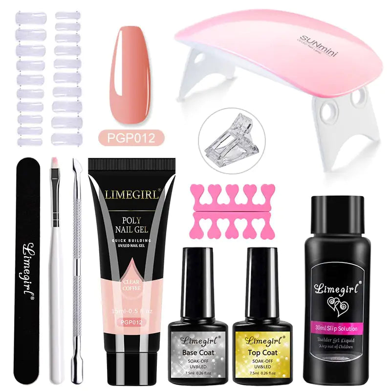 Poly nail Gel Kit With 54W UV Lamp - Afrotix