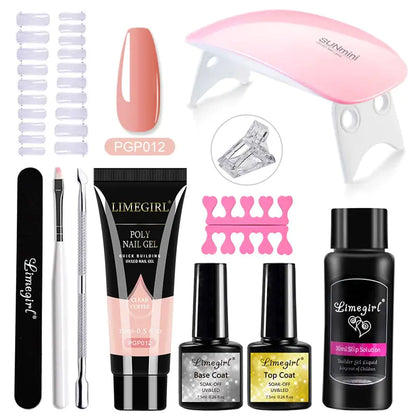 Poly nail Gel Kit With 54W UV Lamp - Afrotix