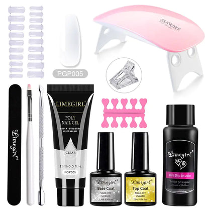 Poly nail Gel Kit With 54W UV Lamp - Afrotix