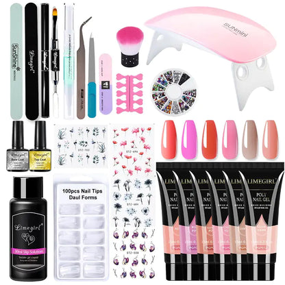 Poly nail Gel Kit With 54W UV Lamp - Afrotix